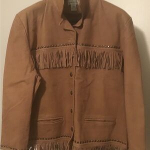 Vintage Santa Fe 100% Leather Fringe & Stud Jacket